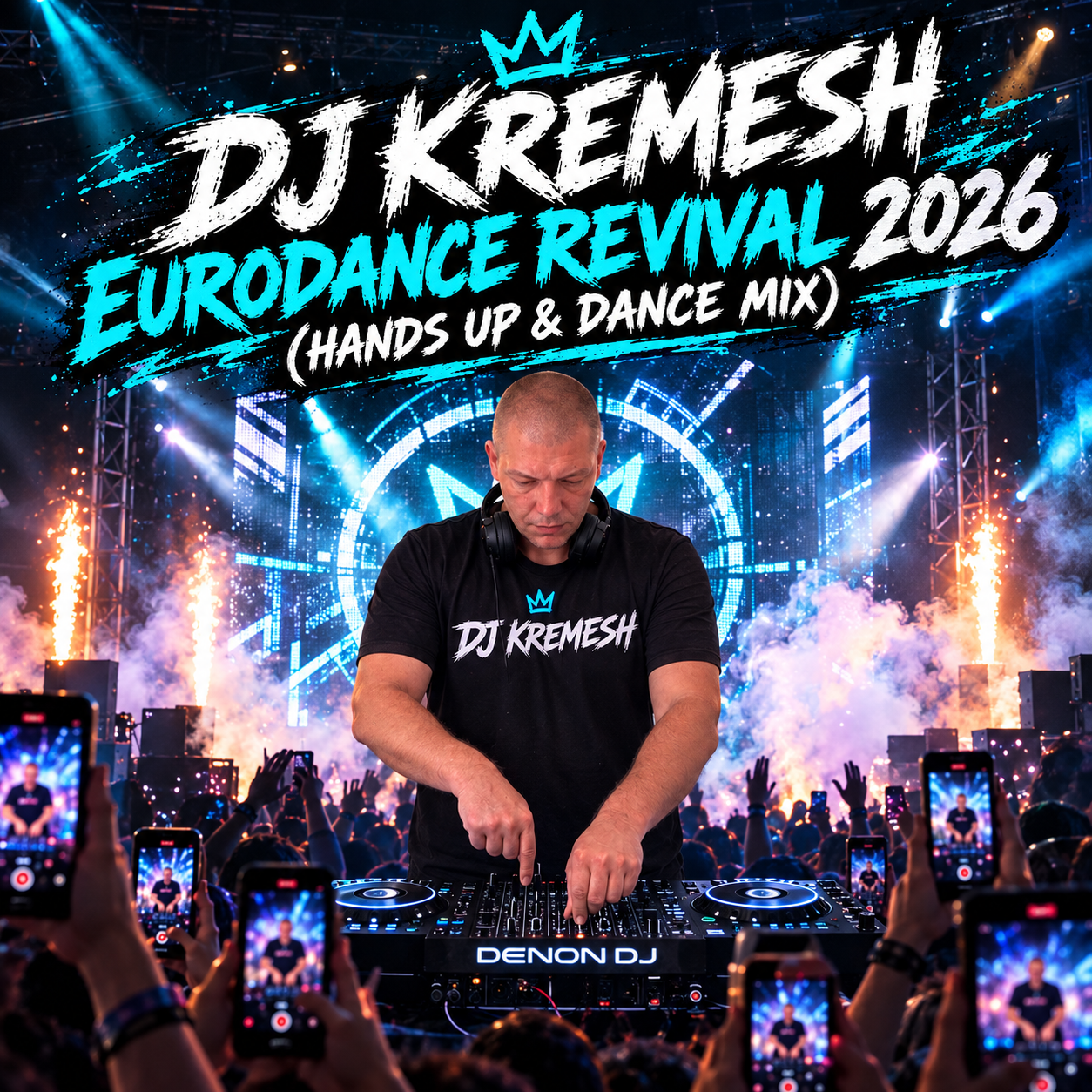 Grafický obal pre živý DJ set DJ Kremesh - Eurodance Revival 2026